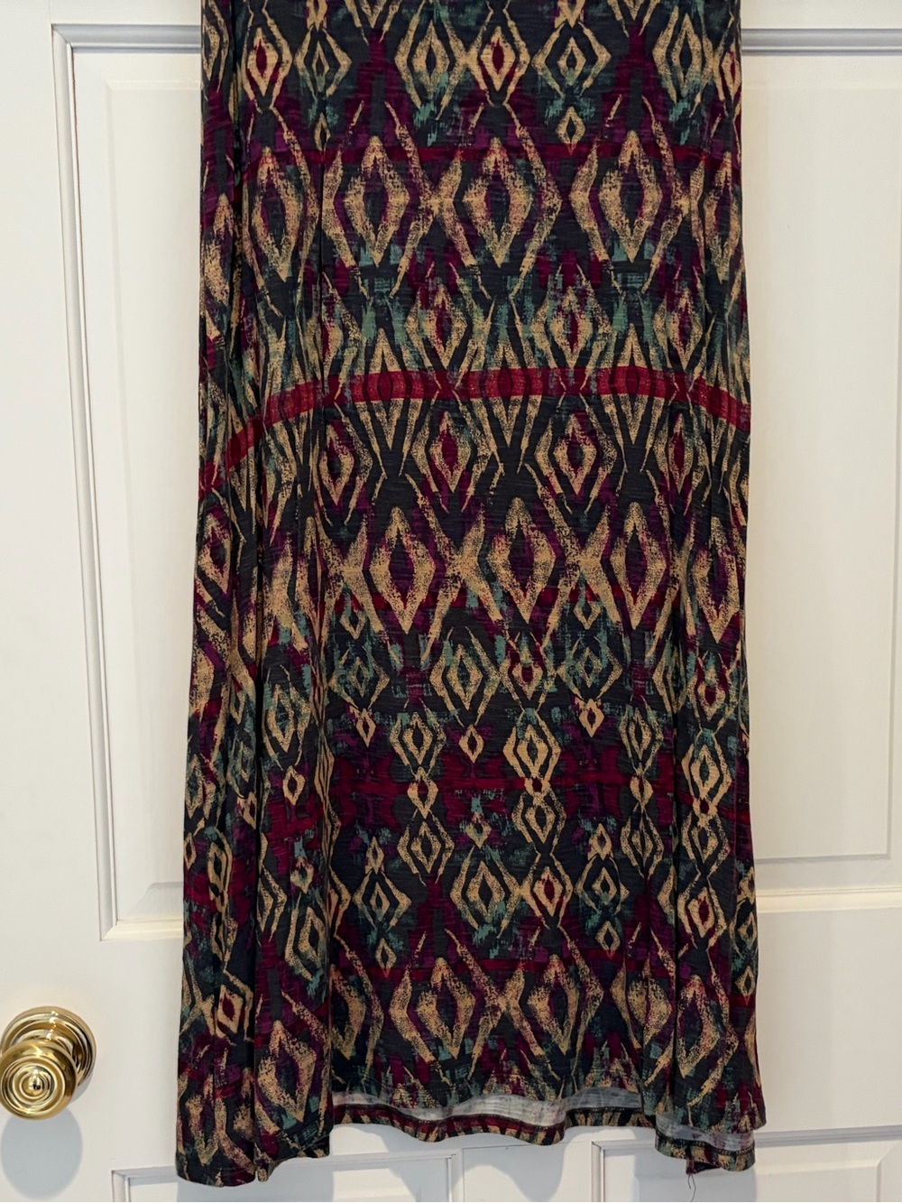 Free People Boho Maxi Skirt in Burgundy Geo Print - Picture 3 of 10
